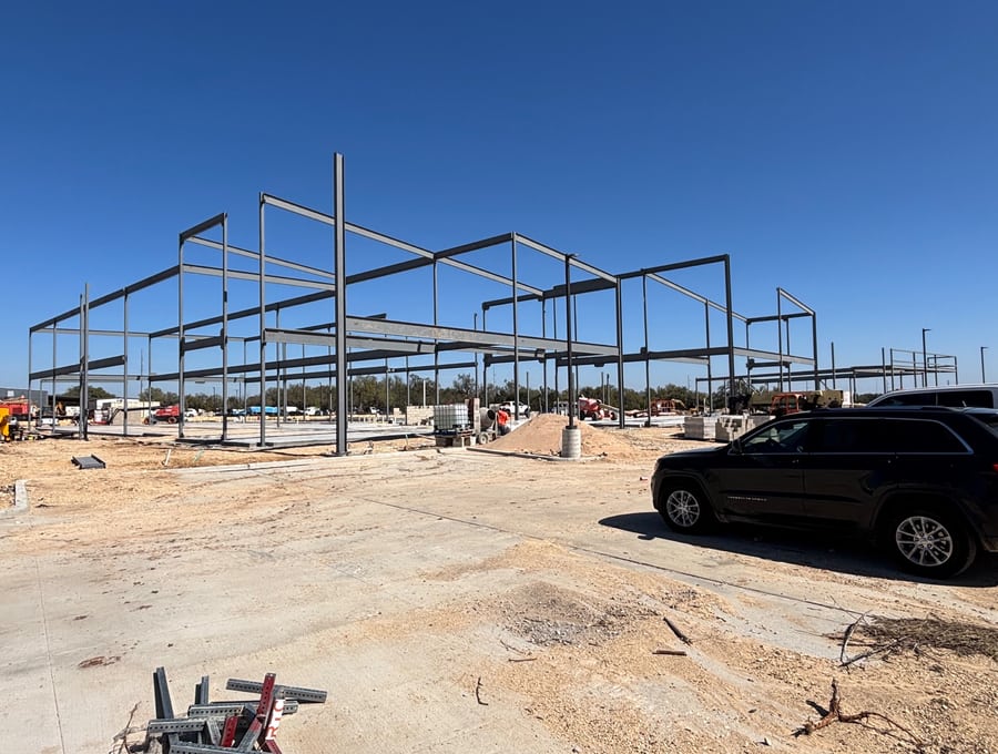 Steel building, sitework